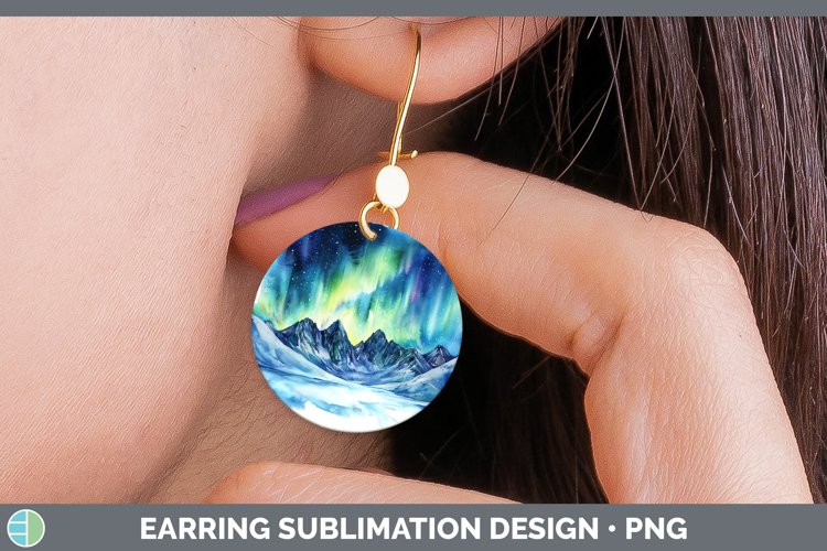 Watercolor Northern Lights Round Earrings Sublimation Earrin