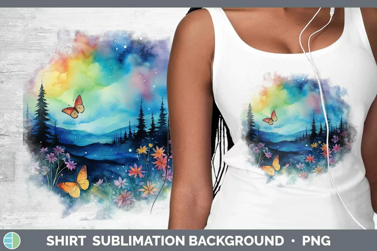 Watercolor Northern Lights Shirt Sublimation Sublimation Bac