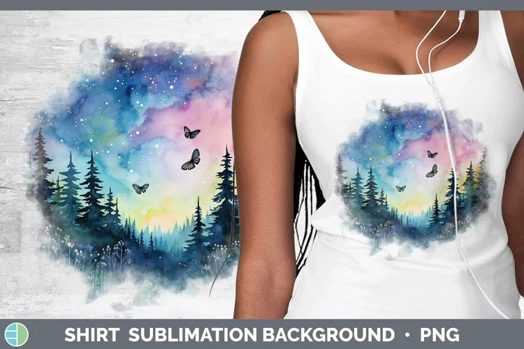 Watercolor Northern Lights Shirt Sublimation Sublimation Bac