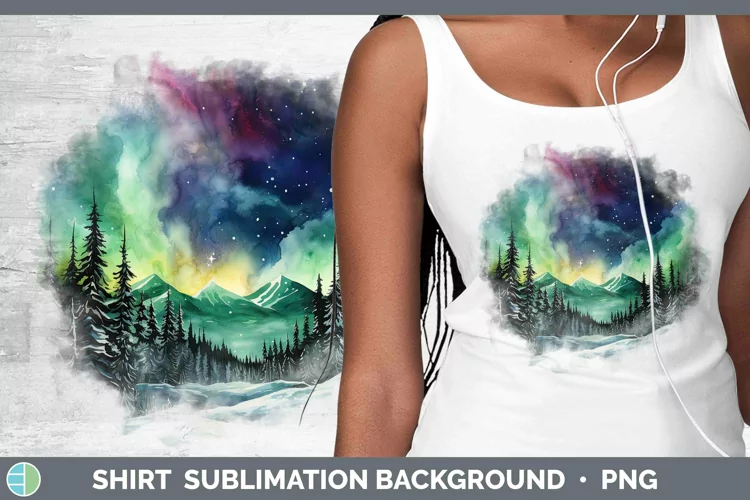 Watercolor Northern Lights Shirt Sublimation Sublimation Bac