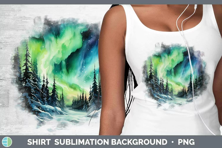 Watercolor Northern Lights Shirt Sublimation Sublimation Bac
