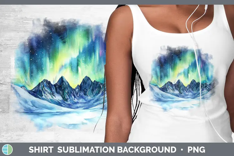 Watercolor Northern Lights Shirt Sublimation Sublimation Bac