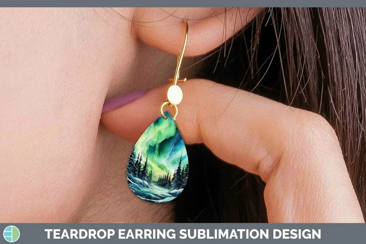 Watercolor Northern Lights Teardrop Earrings Sublimation Ear