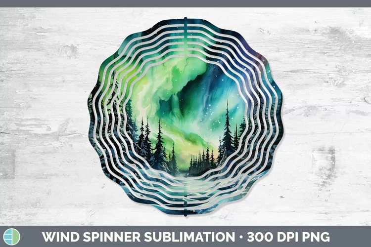 Watercolor Northern Lights Wind Spinner Sublimation Spinner
