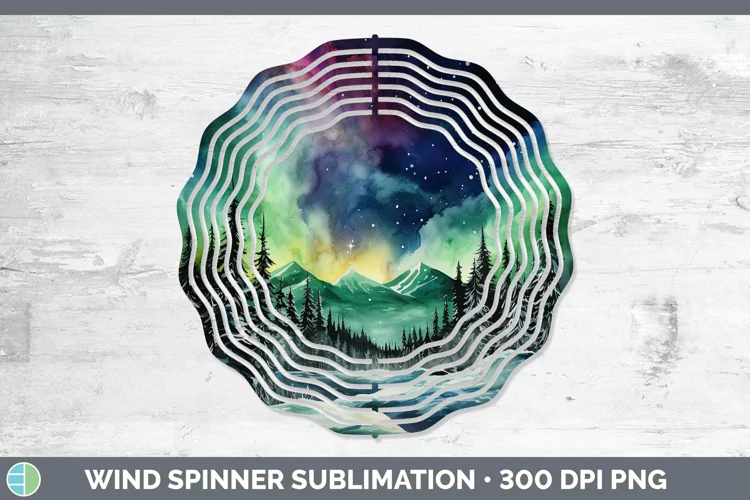 Watercolor Northern Lights Wind Spinner Sublimation Spinner