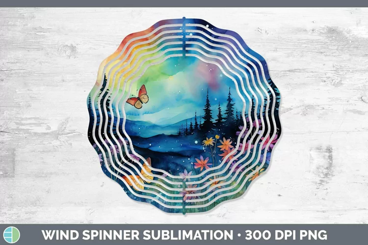 Watercolor Northern Lights Wind Spinner Sublimation Spinner