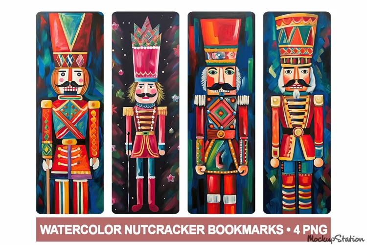 Nutcracker Christmas Bookmarks PNG Printable | Retro Vintage