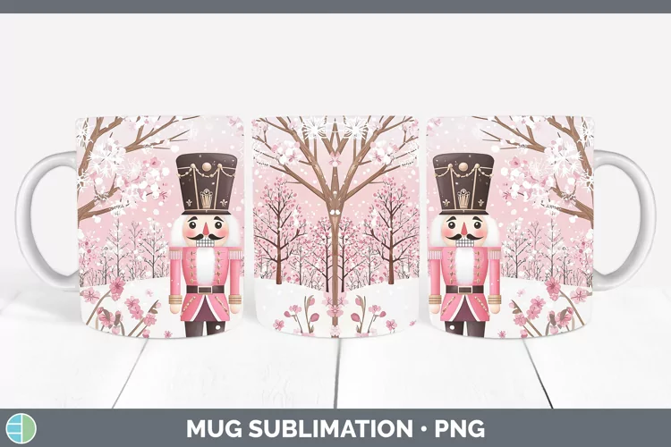 Watercolor Nutcracker Mug Wrap Sublimation Coffee Cup Design