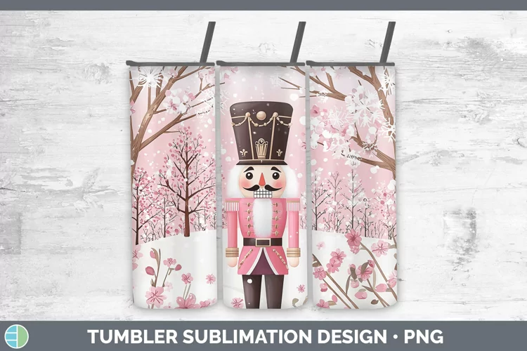 Watercolor Nutcracker Tumbler Sublimation 20 oz Skinny Tumbl