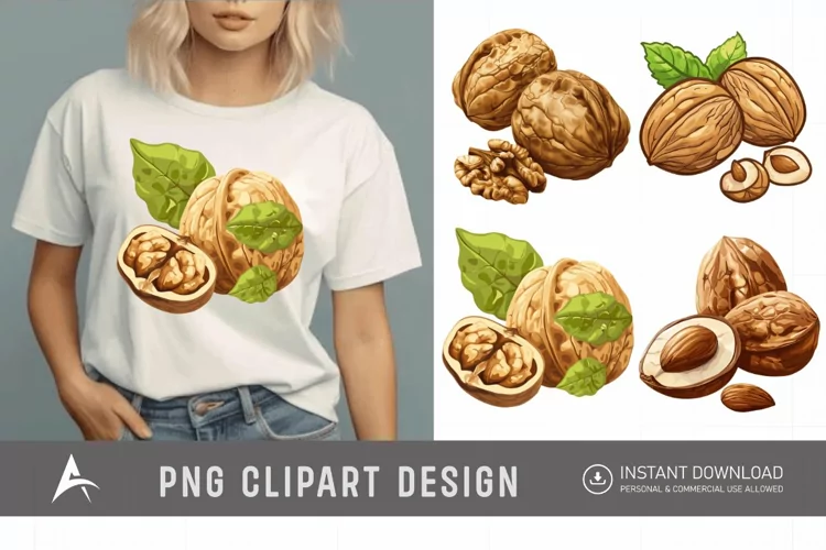 Watercolor Nuts Clipart
