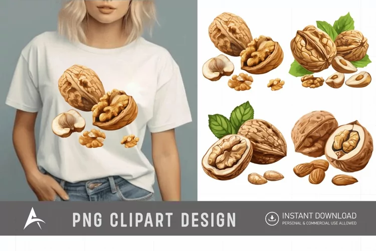 Watercolor Nuts Clipart