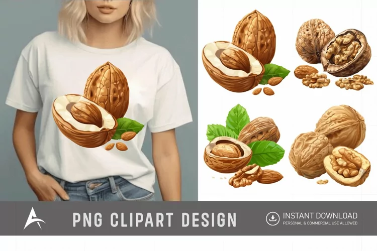 Watercolor Nuts Clipart