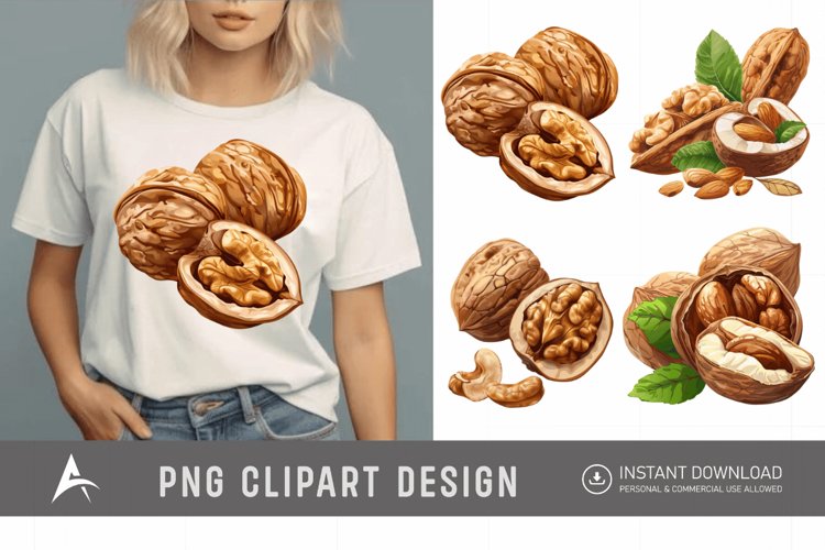 Watercolor Nuts Clipart