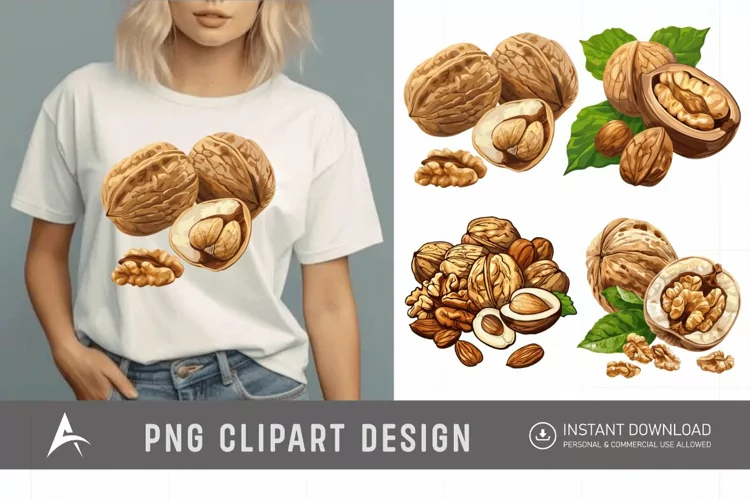 Watercolor Nuts Clipart