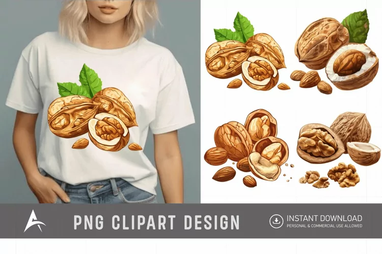 Watercolor Nuts Clipart