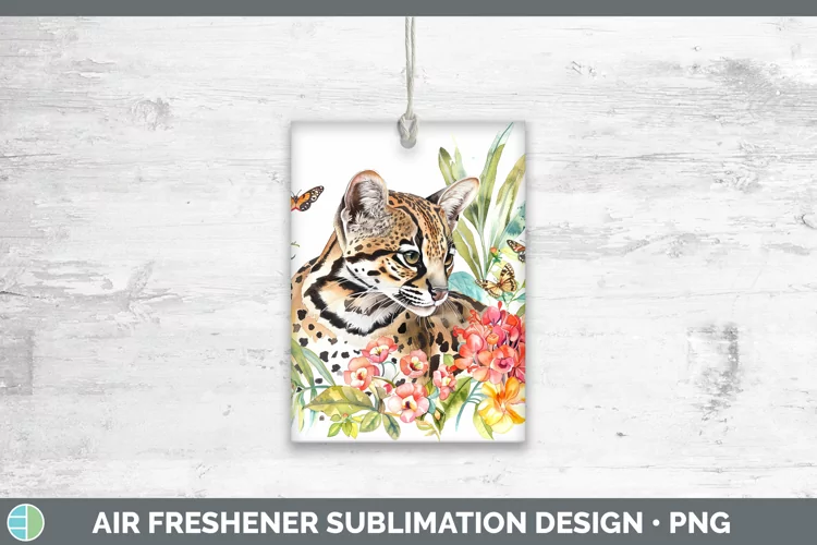 Watercolor Ocelot Air Freshener Sublimation Car Freshener De