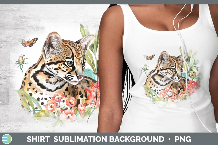 Watercolor Ocelot Shirt Sublimation Sublimation Background D