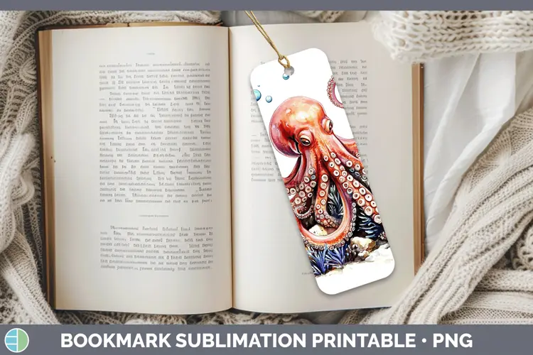 Watercolor Octopus Bookmark Sublimation Printable Designs