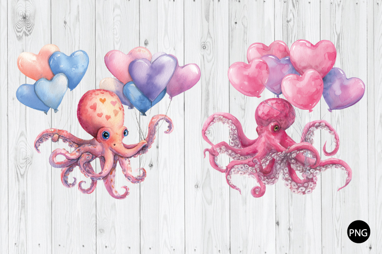 Octopus Valentine PNG, Octopus PNG, Valentine Day PNG