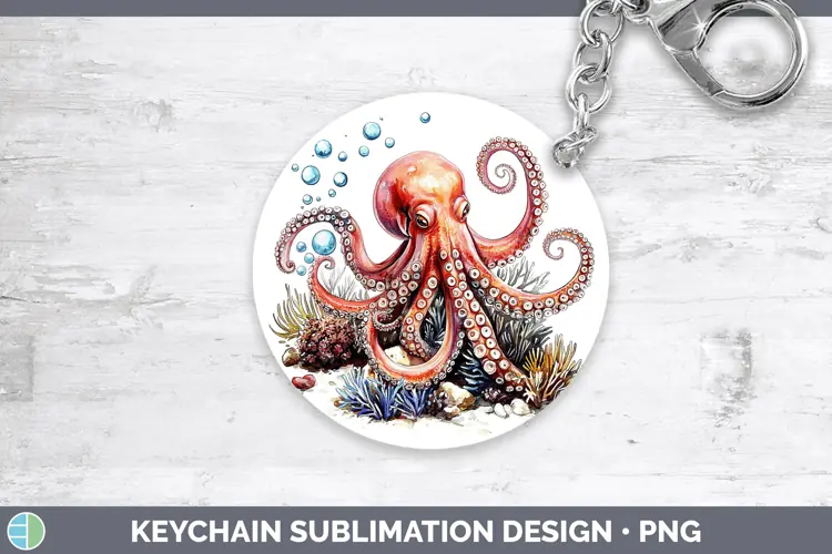 Watercolor Octopus Keychain Sublimation Keyring Designs