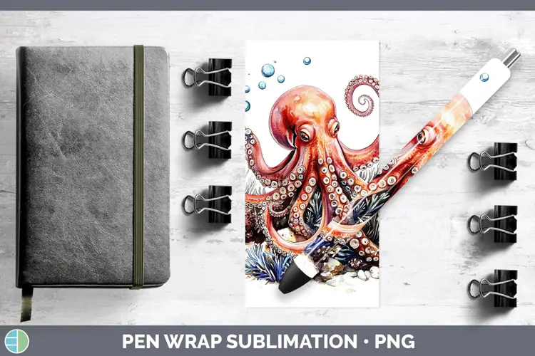 Watercolor Octopus Pen Wrap Sublimation Pen Designs