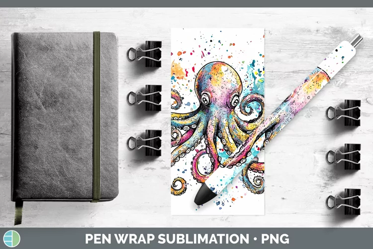 Watercolor Octopus Pen Wrap Sublimation Pen Designs
