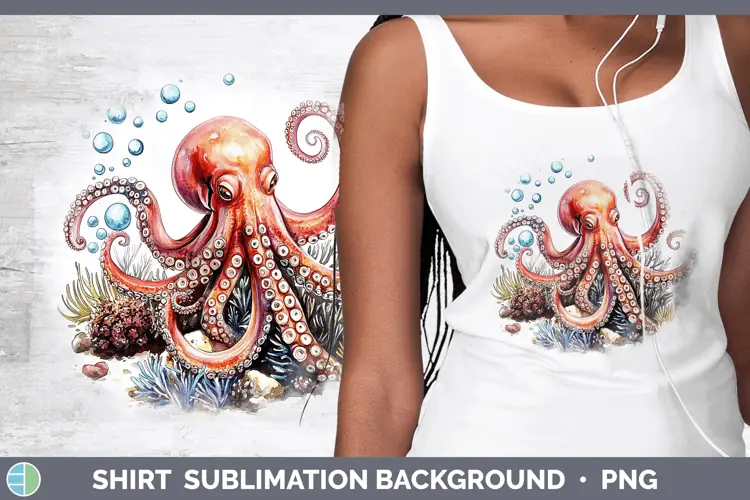 Watercolor Octopus Shirt Sublimation Sublimation Background