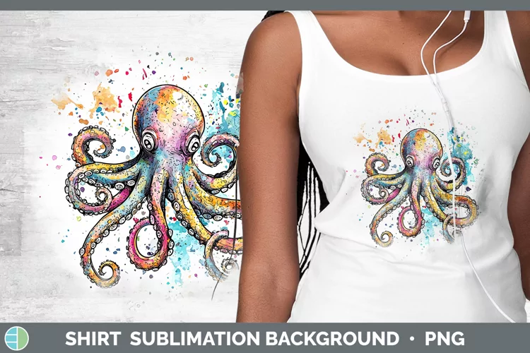 Watercolor Octopus Shirt Sublimation Sublimation Background