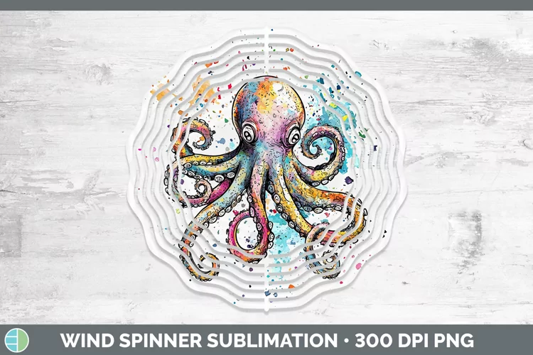 Watercolor Octopus Wind Spinner Sublimation Spinner Designs