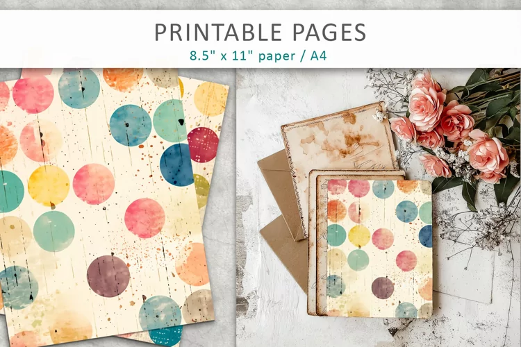 Grunge watercolor journal kit, scrapbook paper