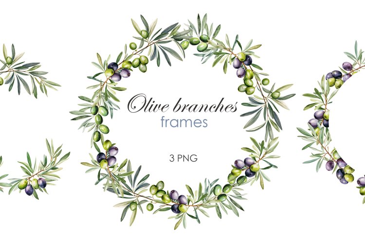 Watercolor Olive branches frames