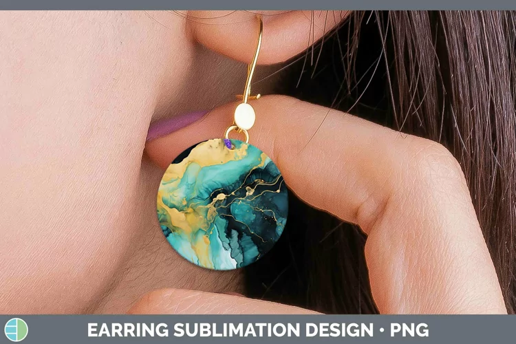 Watercolor Onyx Round Earrings Sublimation Earrings Designs