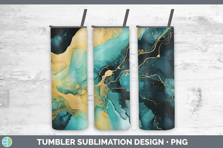 Watercolor Onyx Tumbler Sublimation 20 oz Skinny Tumbler Des