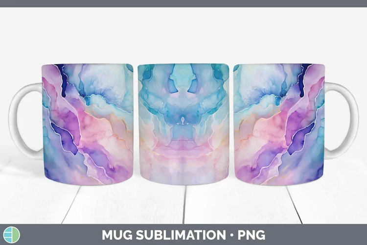 Watercolor Opal Mug Wrap Sublimation Coffee Cup Designs