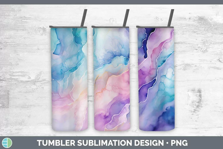 Watercolor Opal Tumbler Sublimation 20 oz Skinny Tumbler Des