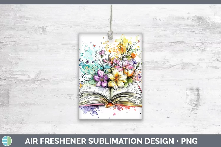 Watercolor Open Book Air Freshener Sublimation Car Freshener
