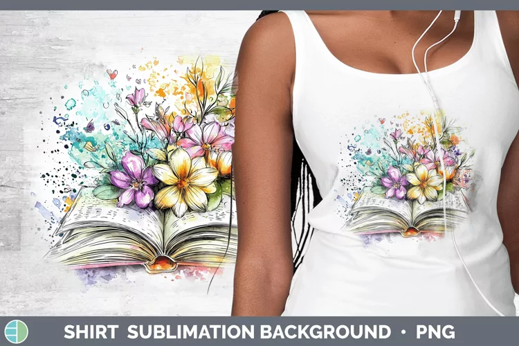 Watercolor Open Book Shirt Sublimation Sublimation Backgroun