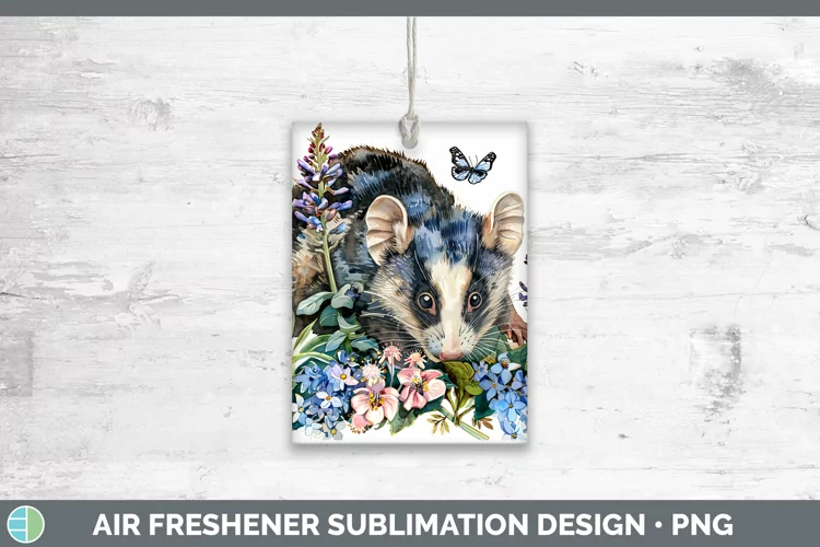 Watercolor Opossum Air Freshener Sublimation Car Freshener D