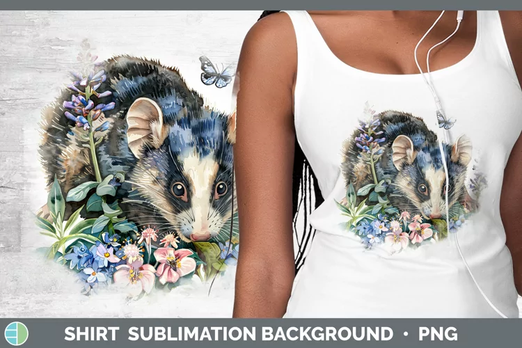 Watercolor Opossum Shirt Sublimation Sublimation Background