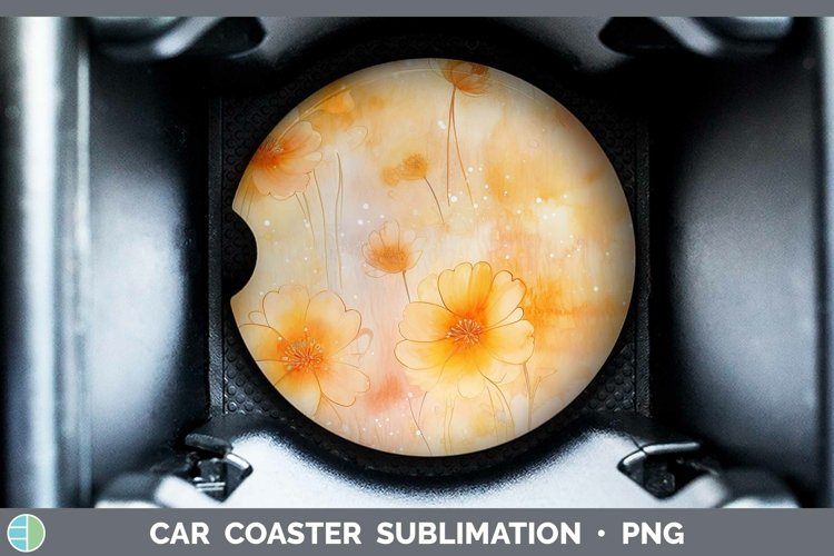 Watercolor Orange Car Coaster Sublimation Coaster Designs