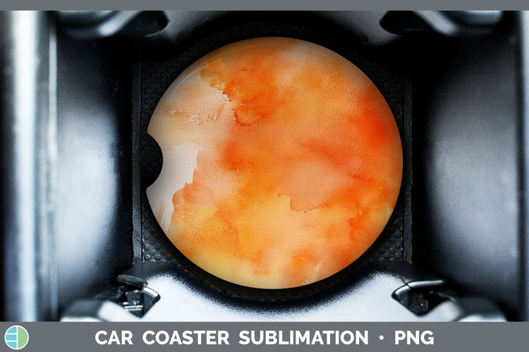 Watercolor Orange Car Coaster Sublimation Designs