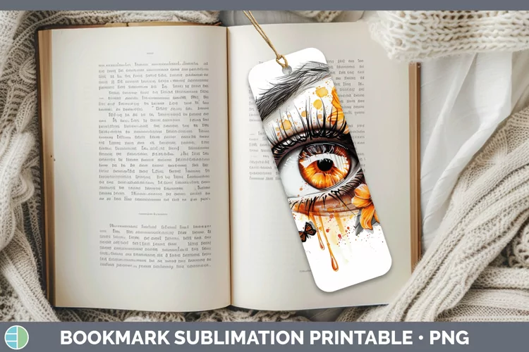 Watercolor Orange Eye Bookmark Sublimation Printable Designs