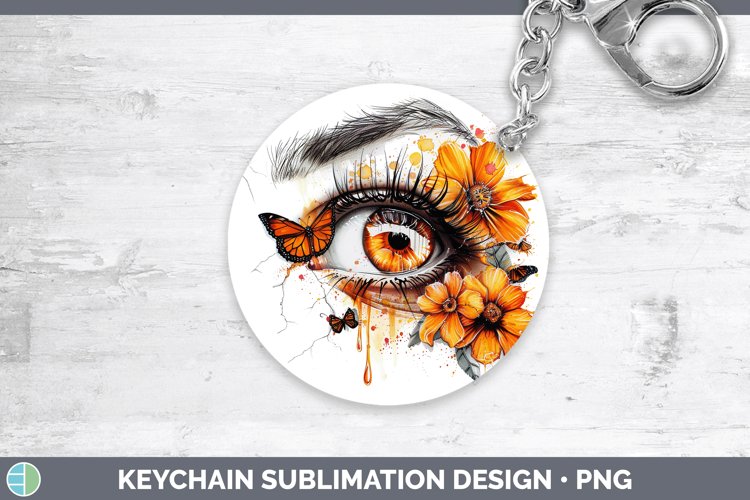Watercolor Orange Eye Keychain Sublimation Keyring Designs