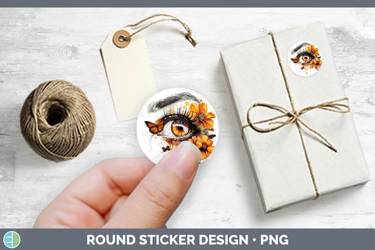 Watercolor Orange Eye Stickers | Round Labels Designs