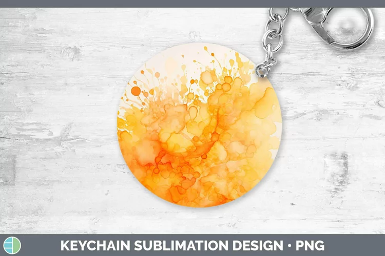 Watercolor Orange Keychain Sublimation Keyring Designs