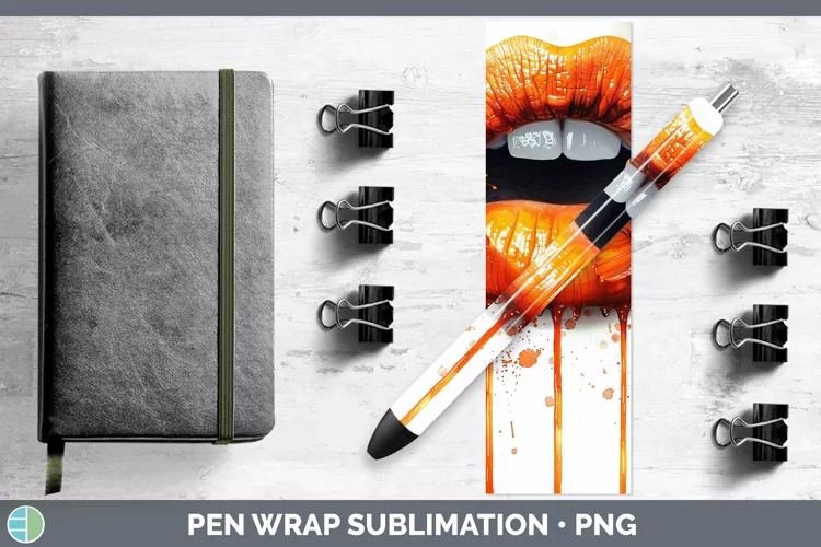 Watercolor Orange Lips Pen Wrap Sublimation Epoxy Pen Design