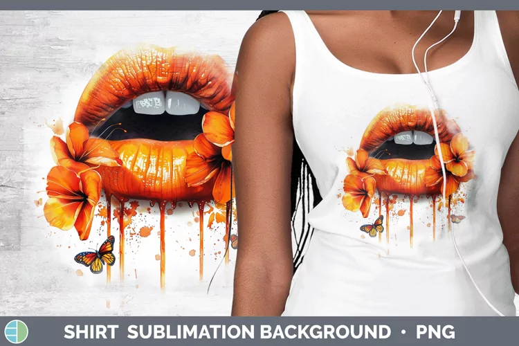 Watercolor Orange Lips Shirt Sublimation Sublimation Backgro