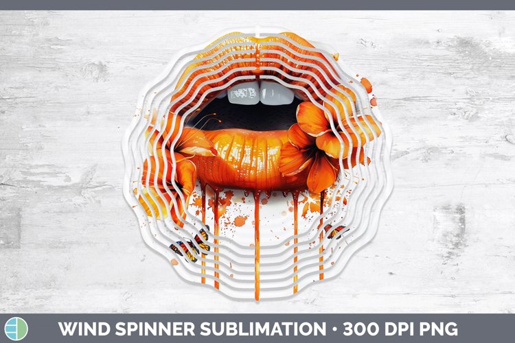 Watercolor Orange Lips Wind Spinner Sublimation Spinner Desi