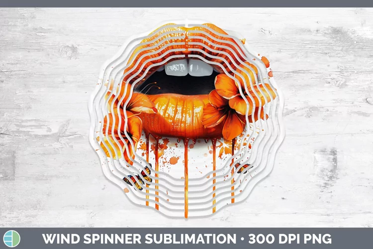 Watercolor Orange Lips Wind Spinner Sublimation Spinner Desi