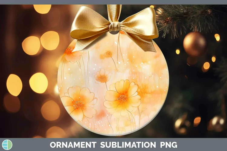 Watercolor Orange Ornament Sublimation Bauble Designs